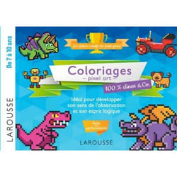 20 coloriages en pixel pour esprits logiques pixel art dino (Jeunesse)