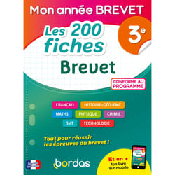 ISBN Mon Année Brevet Les 200 fiches Brevet 3e : Le livre de Thomas Gargallo, Martine Lassus, Cécile Terrien, Yann Gélébart, Paul Lienhard, Rachid El-Farsi, Agnès Rivière, Eloïse Mallard-Robert, Clément Fantoli