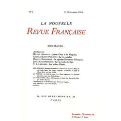 La Nouvelle Revue Française t.1 - fac-similé du 15 novembre 1908