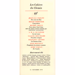 ISBN Les Cahiers du Chemin, Français, 176 pages