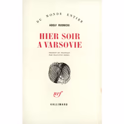 ISBN Hier soir à Varsovie, Français, 320 pages
