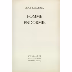 ISBN Pomme endormie, Français, 110 pages