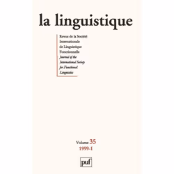 ISBN linguistique 1999, vol. 35 (1), Littérature, Français, 168 pages