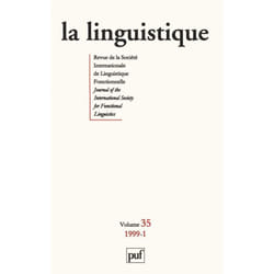 ISBN linguistique 1999, vol. 35 (1) livre Littérature Français