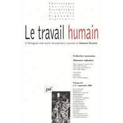ISBN travail humain 2000, vol. 63 (3) livre Psychologie Français
