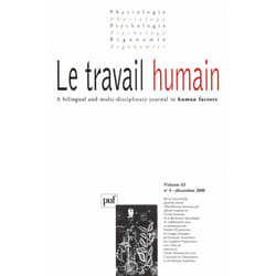 ISBN travail humain 2000, vol. 63 (4) livre Psychologie Français