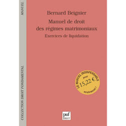ISBN Manuel de droit des régimes matrimoniaux livre Loi Français