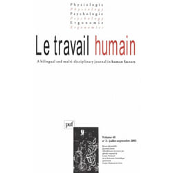 ISBN travail humain 2002, vol. 65 (3) livre Psychologie Français