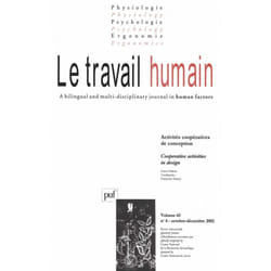ISBN travail humain 2002, vol. 65 (4) livre Psychologie Français