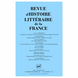 ISBN RHLF 2003, n° 4, Littérature, Français, 260 pages
