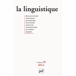 ISBN linguistique 2003, vol. 39 (2), Littérature, Français, 160 pages