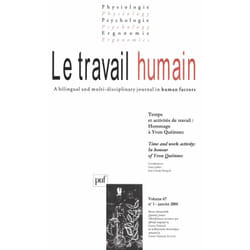 ISBN travail humain 2004, vol. 67 (1) livre Psychologie Français