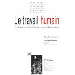 ISBN travail humain 2005, vol. 68 (1) livre Psychologie Français