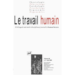 ISBN travail humain 2005, vol. 68 (2) livre Psychologie Français
