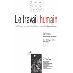 ISBN travail humain 2006, vol. 69 (2) livre Psychologie Français