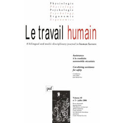 ISBN travail humain 2006, vol. 69 (3) livre Psychologie Français