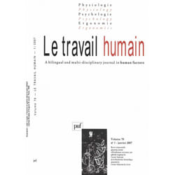 ISBN Le travail humain 2007 - vol. 70 - n° 1 livre Psychologie Français