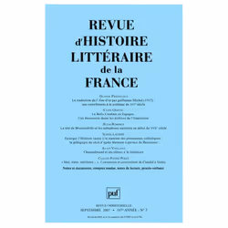 ISBN RHLF 2007, n° 3, Littérature, Français, 256 pages