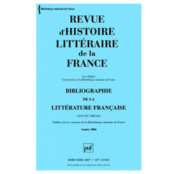 ISBN Revue d'histoire littéraire de la France 2007 - n° Bibliographie livre Littérature Français 784 pages
