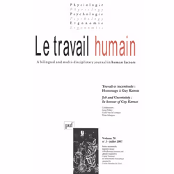 ISBN travail humain 2007, vol. 70 (3), Psychologie, Français, 112 pages