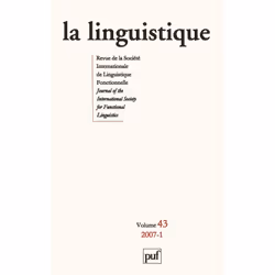 ISBN linguistique 2007, vol. 43 (1), Littérature, Français, 160 pages