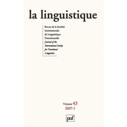 ISBN linguistique 2007, vol. 43 (1) livre Littérature Français