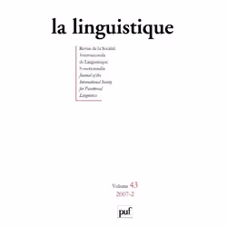 ISBN linguistique 2007, vol. 43 (2), Littérature, Français, 160 pages