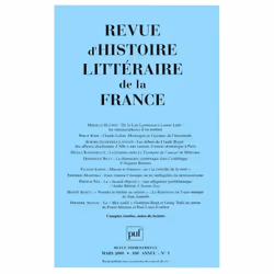 ISBN RHLF 2008, n° 1, Littérature, Français, 256 pages
