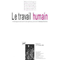 ISBN travail humain 2008, vol. 71 (4) livre Psychologie Français