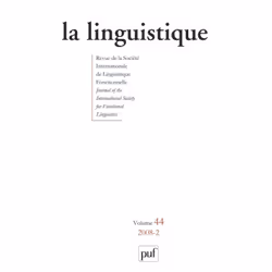 ISBN linguistique 2008, vol. 44 (2), Littérature, Français, 160 pages