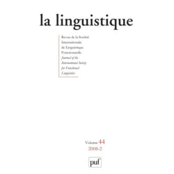 ISBN linguistique 2008, vol. 44 (2) livre Littérature Français