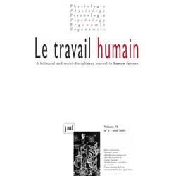 ISBN travail humain 2009, vol. 72 (2) livre Psychologie Français