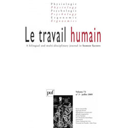 ISBN travail humain 2009, vol. 72 (3) livre Psychologie Français