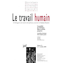 ISBN travail humain 2009, vol. 72 (4) livre Psychologie Français