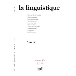 ISBN linguistique 2010, vol. 46 (1) livre Littérature Français