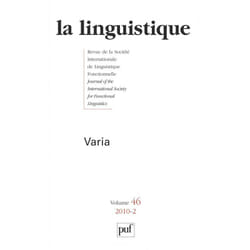 ISBN linguistique 2010, vol. 46 (2) livre Littérature Français