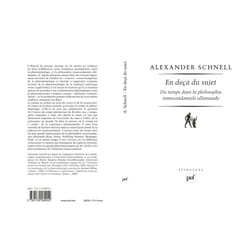 ISBN En deçà du sujet. Du temps dans la philosophie transcendantale allemande