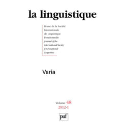 ISBN linguistique 2012, vol. 48 (1) livre Littérature Français