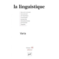 ISBN linguistique 2012, vol. 48 (2) livre Littérature Français
