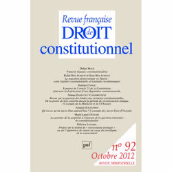 ISBN RFDC 2012, n° 92, Loi, Français, 256 pages