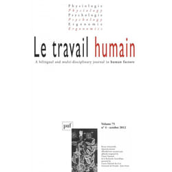 ISBN travail humain 2012- vol. 75 (4) livre Psychologie Français