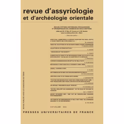 ISBN Rev. d'assyrio. et d'archéo. orient. 2013, vol. 107, histoire, Français, 192 pages