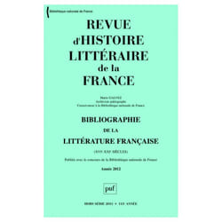 ISBN RHLF 2013, Bibliographie 2012 livre Littérature Français