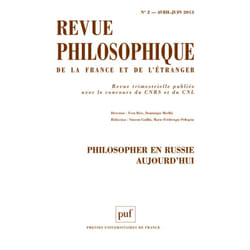 ISBN Revue philosophique 2013, t. 138 (2) livre philosophie Français