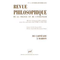 ISBN Revue philosophique 2013, t. 138 (4), philosophie, Français, 128 pages