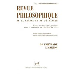 ISBN Revue philosophique 2013, t. 138 (4) livre philosophie Français