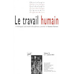 ISBN travail humain 2013, vol. 76 (1) livre Psychologie Français
