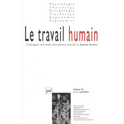 ISBN travail humain 2013, vol. 76 (2) livre Psychologie Français