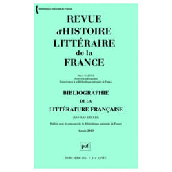 ISBN RHLF 2014, Bibliographie 2013 livre Littérature Français