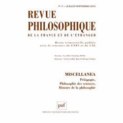 ISBN Revue philosophique 2015, t. 140 (3), philosophie, Français, 144 pages